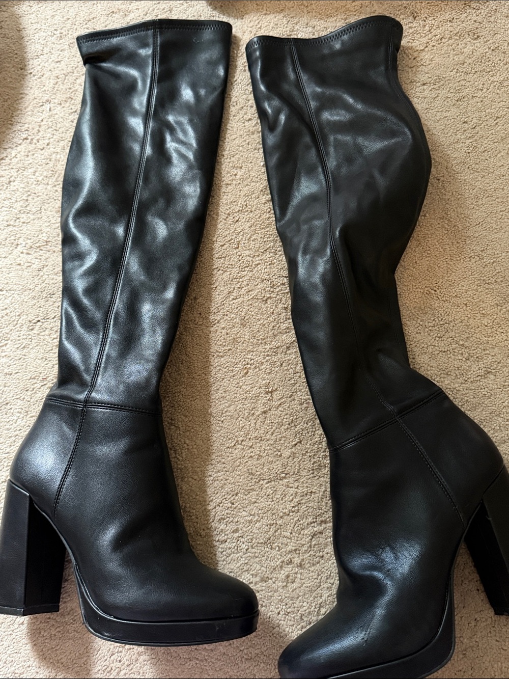 Steve Madden Black Over-the-Knee Block Heel Boots